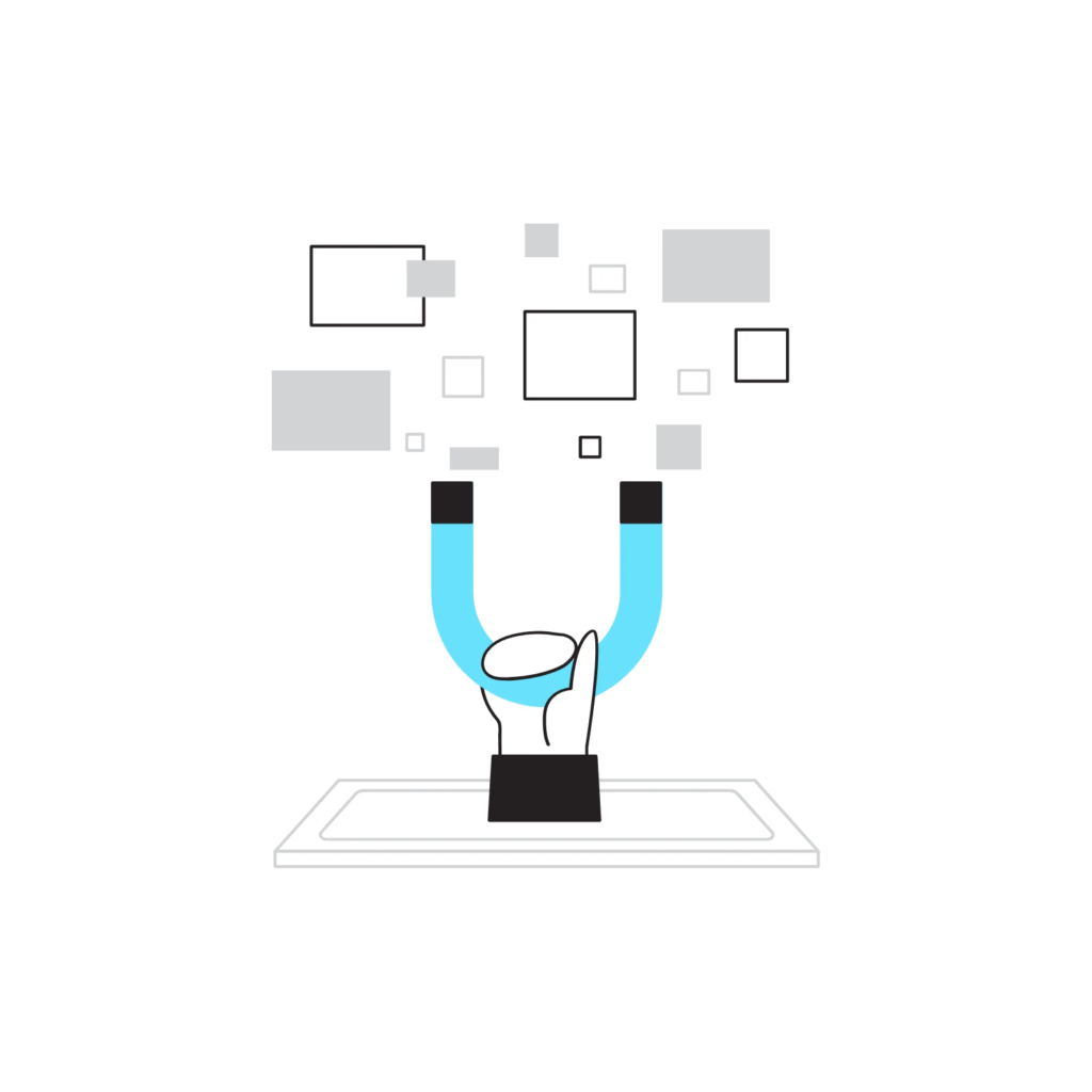 illustration of magnet and data