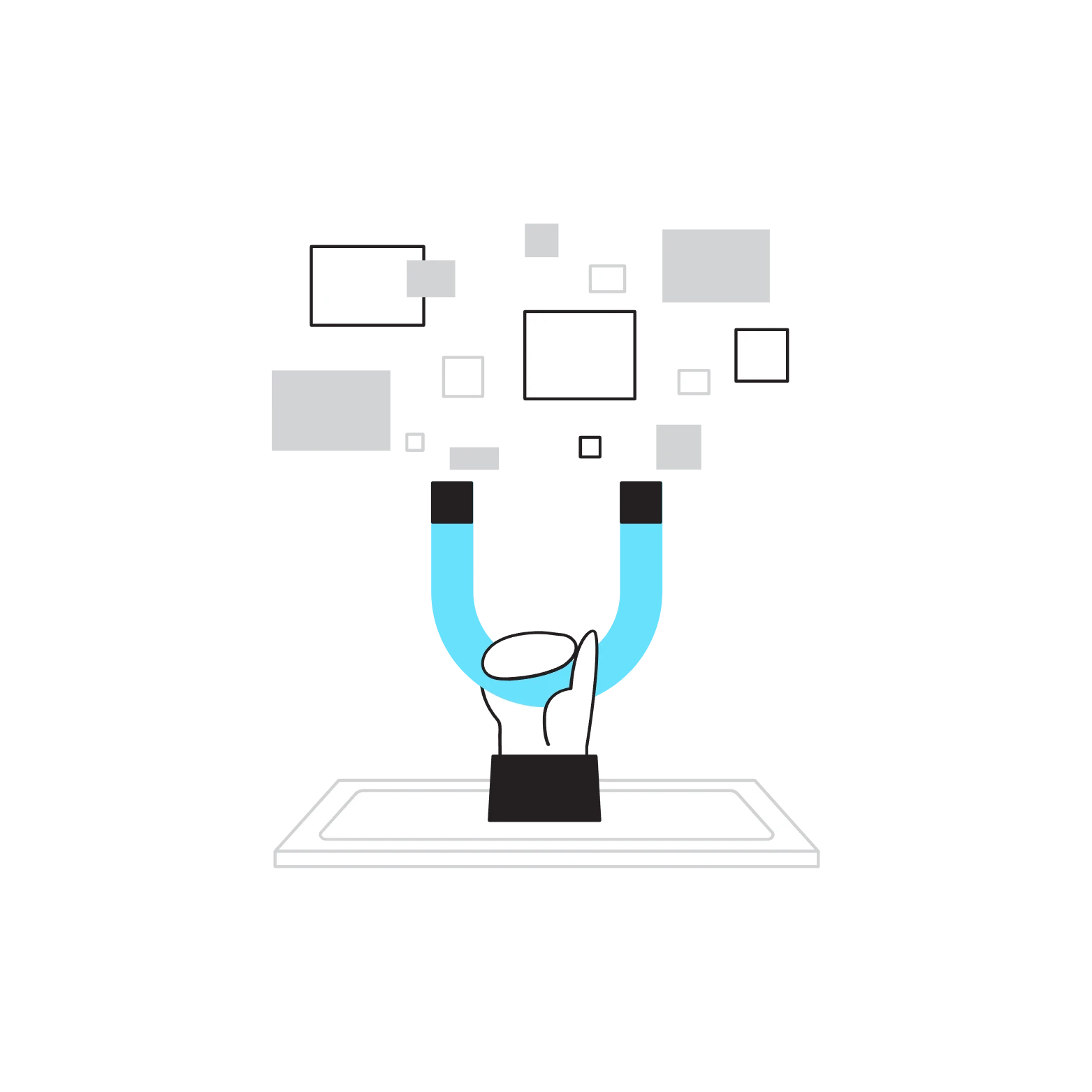 illustration of magnet and data